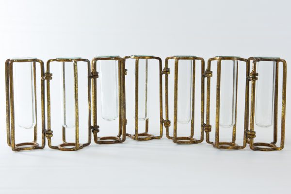 Antiqued Gold Hinged Flower Vases
