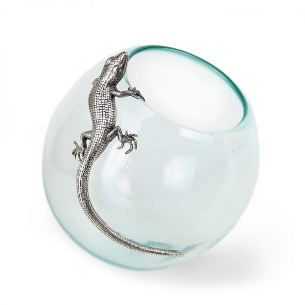 Sea Glass Ice Bucket with Lizard Embellishment