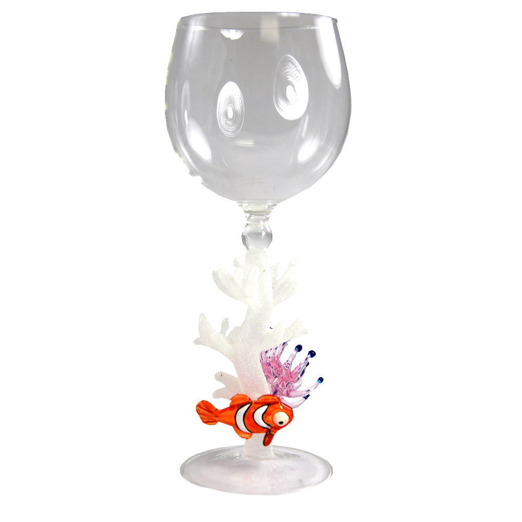 Clown Fish and Coral Wine Glass
