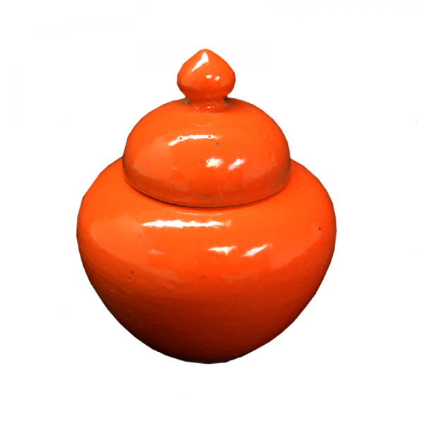 Small Round Orange Porcelain Jar