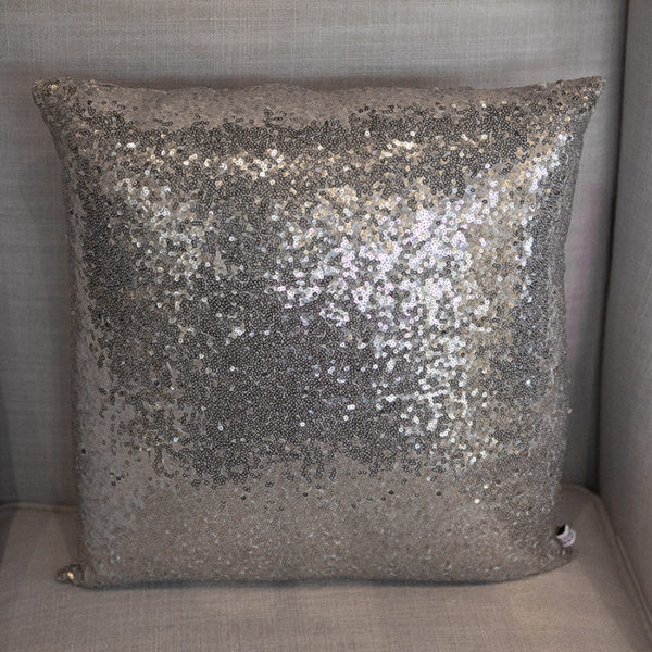 Silver Sequined Throw Pillow
